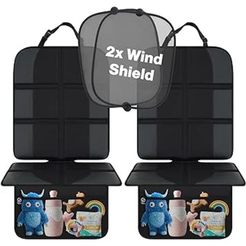 VolkGo Set of 2 Car Seat Protectors for Child Waterproof Car Seat with Car Window Shade - Car Seat Cover for Baby Carseat Durable Cover for Baby Carseats, Vehicle Seat Protector Under Baby Car Seat