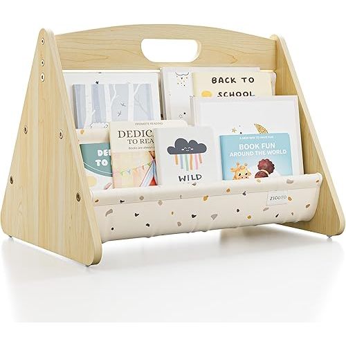 Decorative Bookshelf for Toddlers and Kids - Beautiful Montessori Shelf to Display All Books for Your Little One - The Perfect Nursery Organizer for Your Baby Girl/Boy´s Bedroom & as Play Room Decor