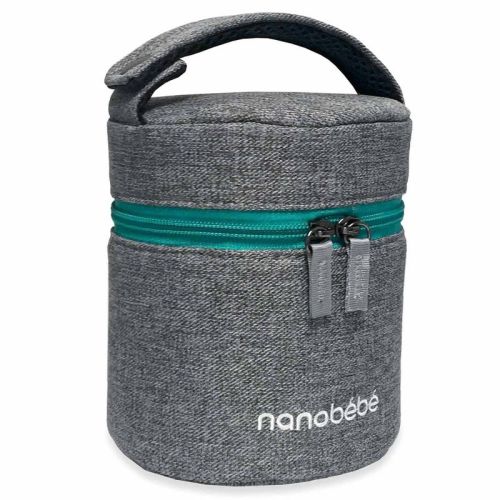 Nanobebe Compact Triple-insulated Bottle Cooler & Travel Bag With Ice Pack - Gray - 1.5qt