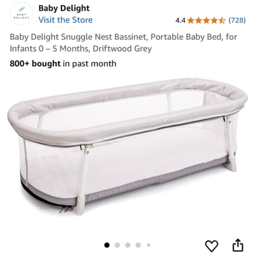 Baby Delight Snuggle Nest Bassinet, Portable Baby Bed, for Infants 0 – 5 Months, Driftwood Grey