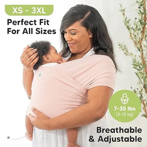 KeaBabies Baby Wrap Carrier - All in 1 Original Breathable Baby Sling, Lightweight,Hands Free Baby Carrier Sling, Baby Carrier Wrap, Baby Carriers for Newborn, Infant, Baby Wraps Carrier (Stone Gray) - One Size (Pack of 1)