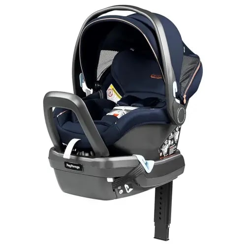 Peg Perego Primo Viaggio Nido - Rear Facing Infant Car Seat - Includes Base with Load Leg & Anti-Rebound Bar - for Babies 4 to 30 lbs - Made in Italy - Blue Shine (Blue & Copper)
