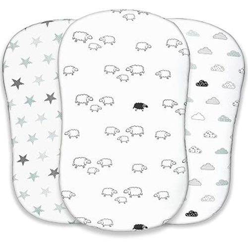 VOLHA&CO Fitted Sheets for Halo Bassinest Swivel Sleeper 100% Cotton Jersey 3-Pack