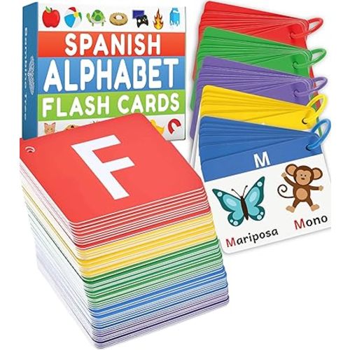 Spanish Alphabet Flash Cards - ABC Jumbo Flash Cards for Kids Ages 3-6 - Lowercase & Uppercase Letter Recognition Learning Game - Teacher Designed for Classroom, Preschool, Kindergarten & Toddlers