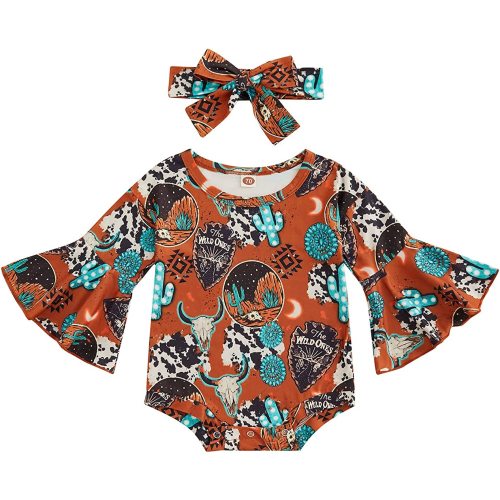 Western Baby Boy Girl Clothes Toddler Cowboy Outfit Long Sleeve Shirt Romper Newborn Onesie Cute Fall Bodysuit