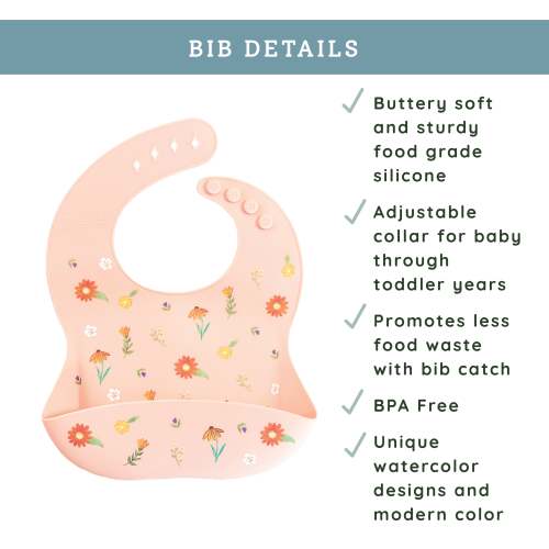 Silicone Bib Wildflower Ripe Peach – Austin Baby Collection
