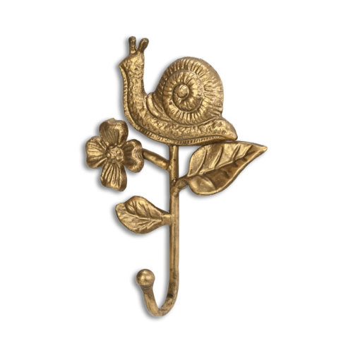 Rosdorf Park Mythra Golden Snail & Flower Cast Iron Wall Hook | Wayfair