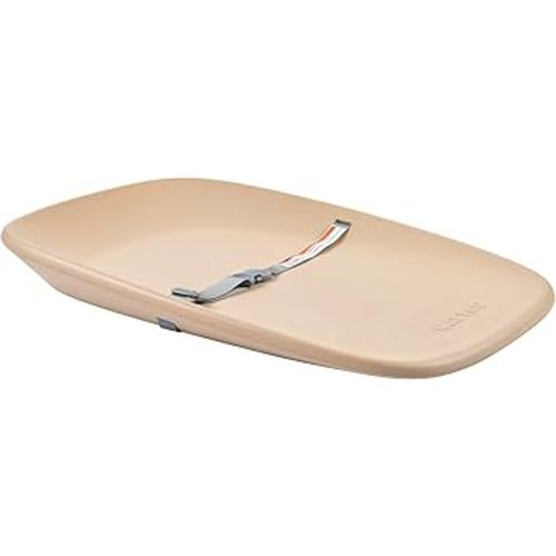 Nattou Softy Changing Pad - Wipeable Baby Changing Mat- Durable, Water-Resistant, Cocoon Shape with Honeycomb Bottom Grips BPA-Free, Assimilates Room Temperature - Beige