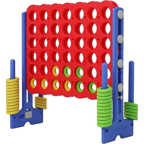 Giant 4 Connect in a Row Game, Jumbo Yard Games, Large Four Connect Floor Games for Kids and Adults, Blue/Red