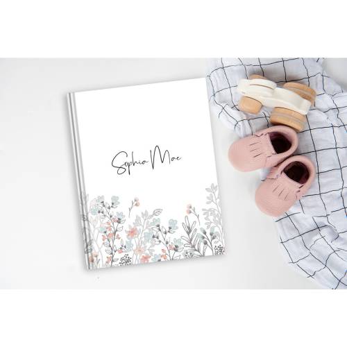 Vintage Floral Border Baby Book | Baby Book Girl, Baby Book First Year, Baby Memory Book, Baby Journal, Gift for New Baby