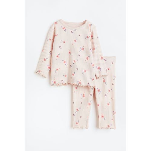 Ruffled Cotton Pajamas - Light pink/floral; 6 months
