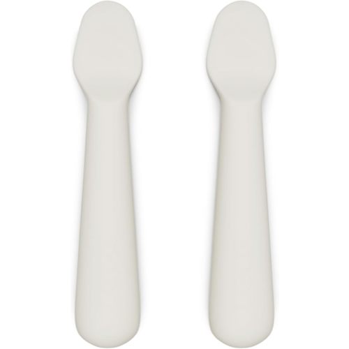 Lalo Little Spoon Set - 2 Piece Baby Spoons Set for Infants & Babies - Made From Food Grade Silicone Dishwasher Safe - Baby Feeding Essentials for Early Stage Mealtime - Oatmeal