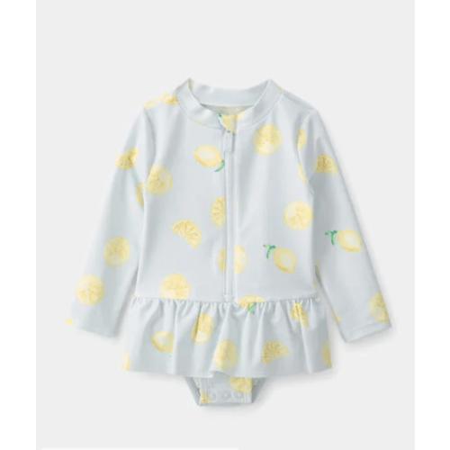 Baby Girl 1-Piece Lemon Rashguard Swimsuit - Blue | Carter's