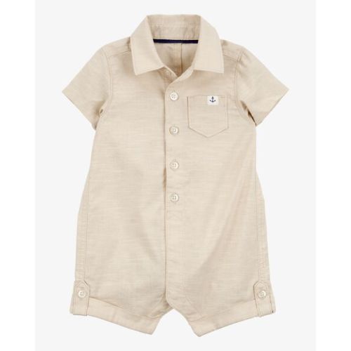 Baby Button-Front Romper- Tan - Carter's | Carter's
