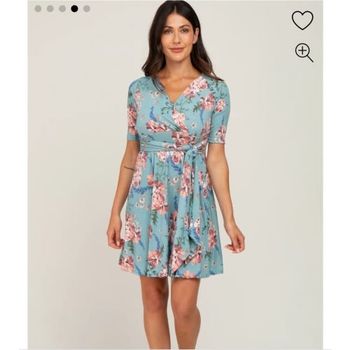 Mint Green Floral Waist Tie Dress– PinkBlush