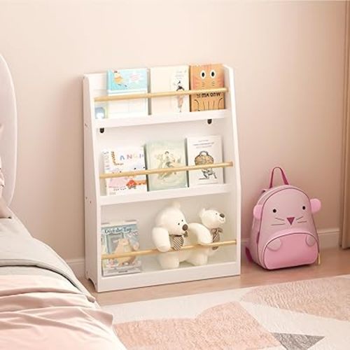 3 Tier Kids Book Shelf Kids Book Rack Helps Keep Bedrooms,Playrooms,and Classrooms Organized White