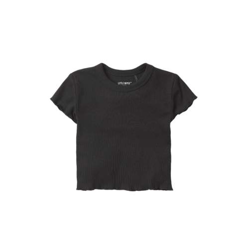 Ribbed Lettuce Trim Tee - Black