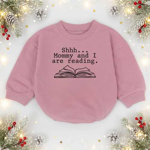 Shhh Mommy And I Are Reading Baby Bodysuit, Book Lover Infant Romper, Quiet Time Baby Outfit, Literary Baby Shower, Bookish Baby Clothes