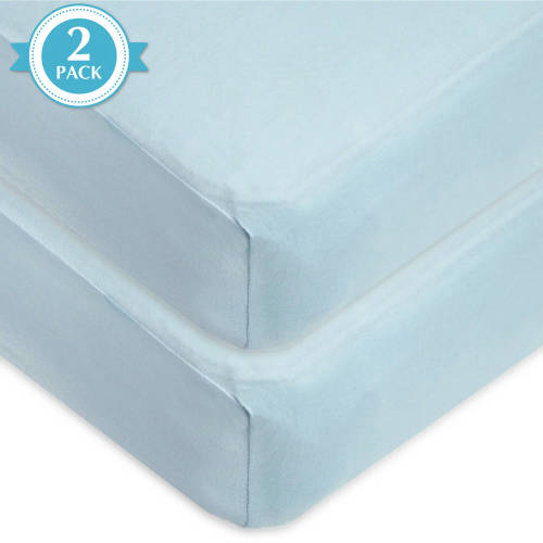 American Baby Company Classic Blue Cotton Fitted Sheets, Crib Bed, 2 Pieces