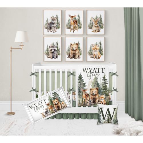 Baby Boy Bedding Sets, Woodland Crib Bedding Boy, Woodland Nursery Bedding, Forest Nursery Decor Boy, Woodland Animal Baby Bedding Crib Sets