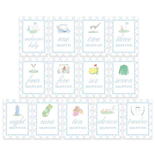 Golf Baby Boy Monthly Milestone Cards Watercolor | Blue Golf Baby Gift | Golf Nursery Decor | Baby Shower Gift | First Birthday Photo Banner