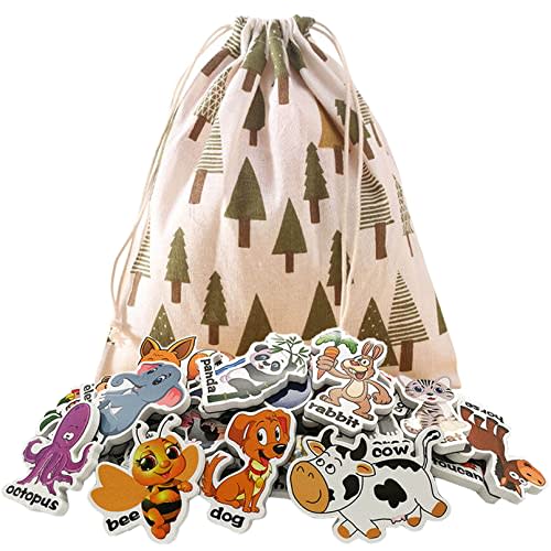 Animal Magnets Letters Refrigerator for Kids Toddlers 1-3, 32 Fridge Magnetic Animal Toys Set with Clear & Big Letters Educational Spelling Early Learning Tool