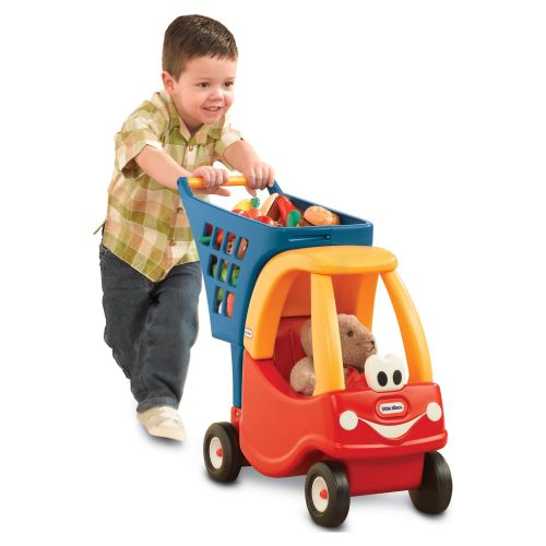 Little Tikes Princess Cozy Coupe Kids Pretend Play Food Market Shopping Cart, Red