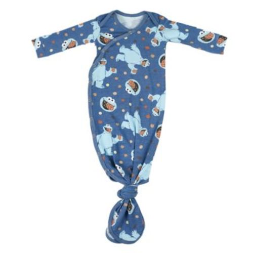 Copper Pearl® Size 0-4M Sesame Street Cookie Monster Knotted Gown in Blue - BLUE - 0-6 MONTHS