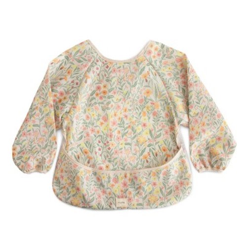 Mushie Long Sleeve Bib Smock with Pocket - Flowers