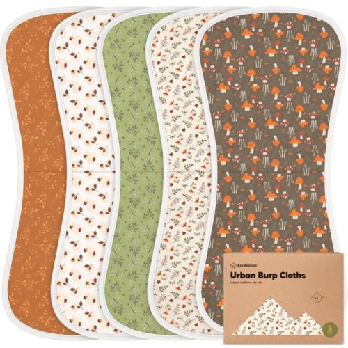 KeaBabies 5pk Urban Baby Burp Cloths, Organic Burping Cloth for Babies, Burp Rags for Baby Girls, Boys