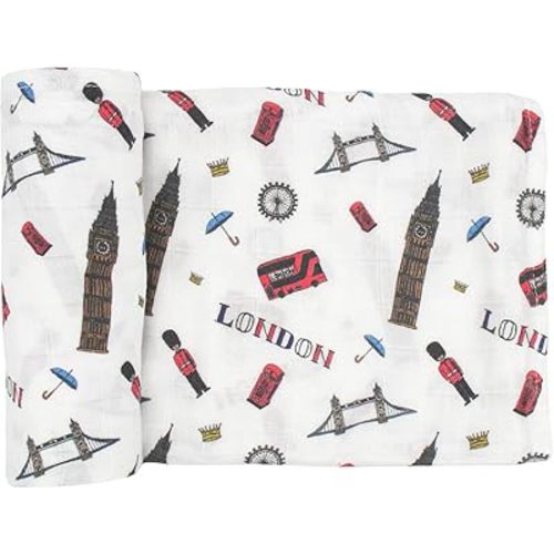 immispace - Ultra Soft Swaddle Blanket | Muslin Blankets for Girls & Boys | Newborns & Infants Gifts | 30% Organic Cotton + 70% Rayon | Large 47" x 47" | Machine Washable (London)