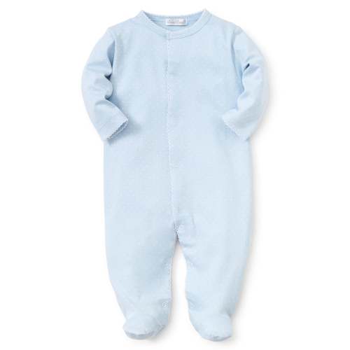 New Kissy Dots Print Footie | Blue/White – Madison Grace Home