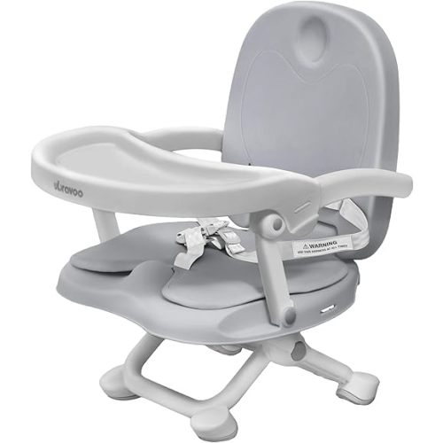 Baby Booster Seat for Dining Table with Removable Tray & Cushion, 3in1 Portable Toddler Booster Seat, 4 Height Adjustable Travel High Chair for Babies and Toddlers