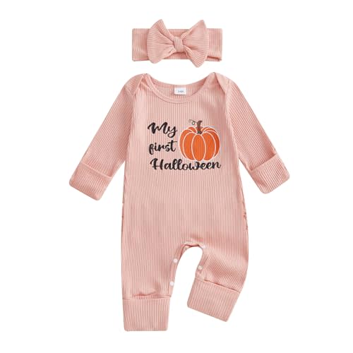 citgeett My First Halloween Baby Girl Outfit Cutest Pumpkin Onesie Long Sleeve Romper Jumpsuit Newborn Girl Outfits Clothes