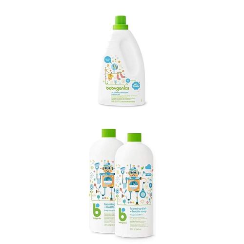 Babyganics Liquid Baby Laundry Detergent with Babyganics Foaming Dish Soap, Fragrance Free