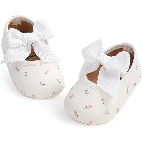 HsdsBebe Infant Baby Girls Mary Jane Flats Bow Non-Slip Soft Sole Princess Toddler First Walkers Sneaker Wedding Dress Shoes