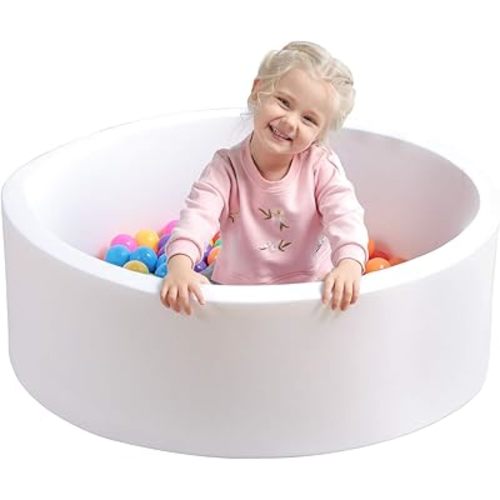 TRENDBOX Soft Foam Sponge Indoor Round Ball Pit Shipped from USA - White