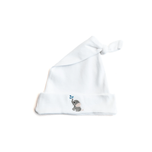 Knotted Baby Hat in Combed Cotton Embroidered | Over The Moon