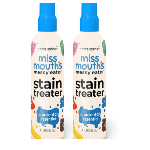 Miss Mouth's Messy Eater Stain Treater Spray - 4oz 2 Pack Stain Remover - Newborn & Baby Essentials - No Dry Cleaning Food, Grease, Coffee Off Laundry, Underwear, Fabric