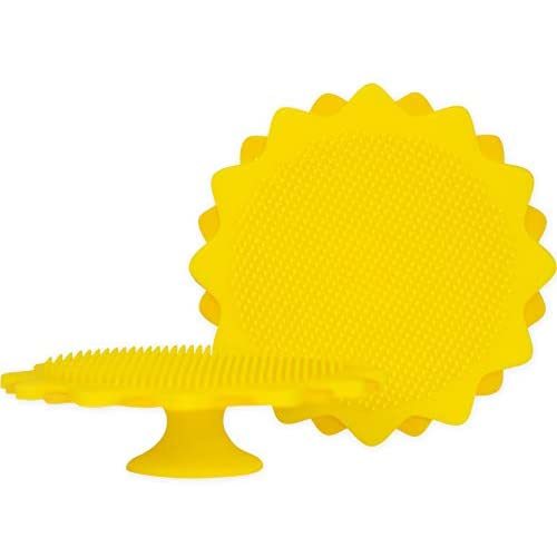 Budding Sprout Silicone Bath Scrubbie. Made from Food Safe Silicone. Scrubber with Gentle Bristles Perfect for Cradle Cap, Eczema, and Sensitive Skin.