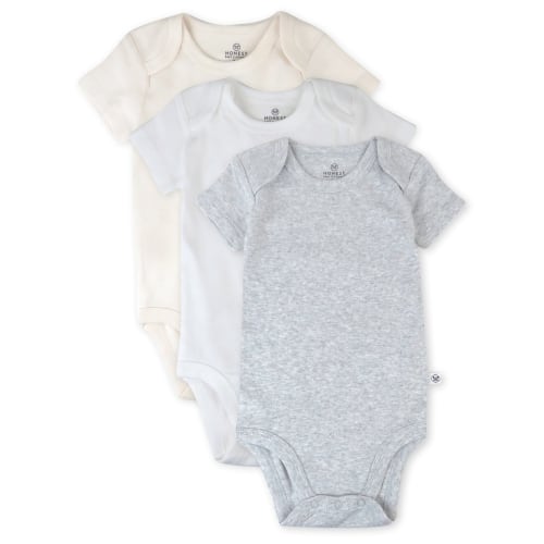 Honest Baby Clothing Baby Boy or Girl Gender Neutral Organic Cotton Short Sleeve Bodysuits, 3 Pack (Preemie-24 Months)