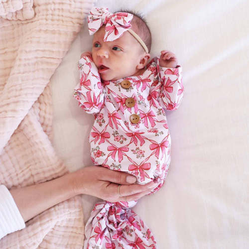 Bow Besties Newborn Baby Knot Gown & Hat Set