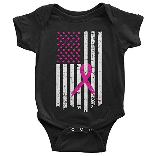 Threadrock Baby Pink Ribbon Breast Cancer Awareness Flag Infant Bodysuit