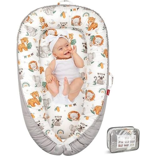 Baby Lounger - Baby Lounger for Newborn 0-24 Months, Breathable & Soft Baby Nest, Portable and Lightweight Infant Lounger for Home and Travel, Ideal Newborn Babies Essentials Baby Shower Gifts