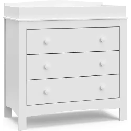 Graco Noah 3 Drawer Chest with Changing Topper (White) – GREENGUARD Gold Certified, Baby Dresser With Changing Table Top, Dresser for Nursery, 3 Drawer Kids Dresser