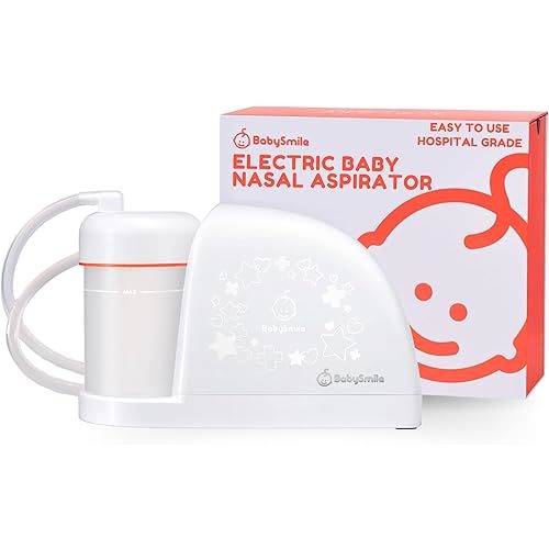 BabySmile | Electric Baby Nasal Aspirator | Hospital Grade Nose Suction for Newborn | Snot Sucker for New Borns & Toddlers | Boogers/Mucus (Large)
