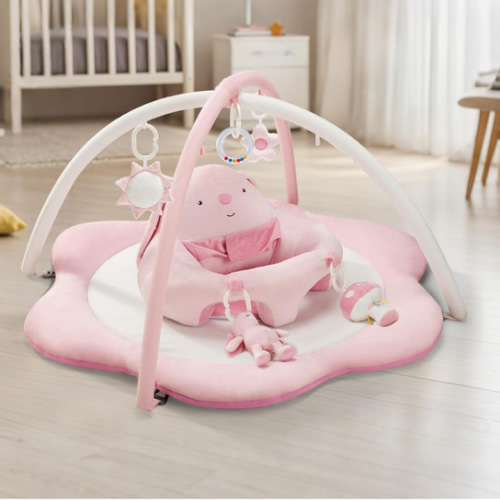 3-in-1 Baby Play Mat, Baby Seats for Infants for Sitting Up, Tummy Time Mat with 5 Detachable Toys, Baby Activity Gym & Playmats for Babies 0-6 6-12 Months, Newborn Baby Shower Gifts