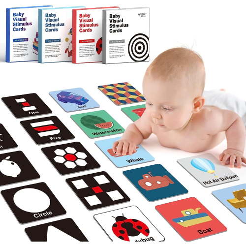 Style-Carry Baby Flash Cards Black White High Contrast Toys, Newborn Infant Visual Stimulation Cards for Babies 0-36 Months