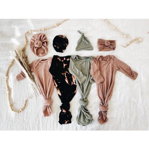 Baby knotted gowns, newborn baby gown, knotted gown, baby shower gift, baby gift set, boho baby outfit, newborn outfit