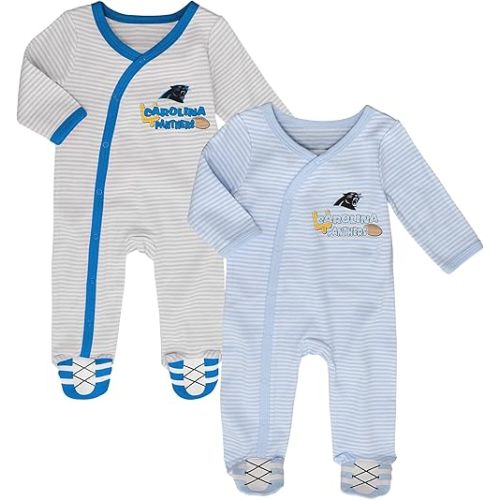 Outerstuff NFL Teams Newborn Unisex Baby Soft Cotton Footie Pajamas Set, 2-Pack (0m-9m)